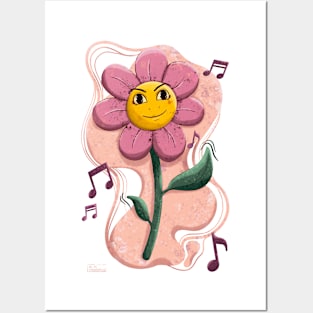 Cute Dancing Flower Music Posters and Art